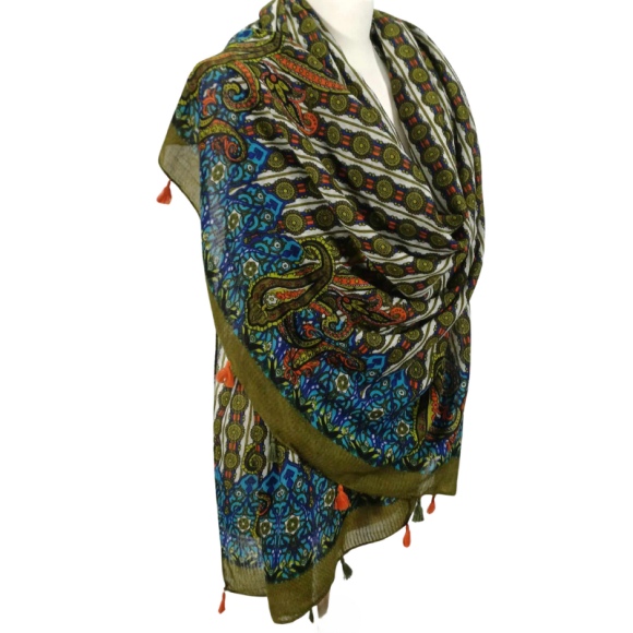 SZAL  BAWEŁNIANO - JEDWABNY