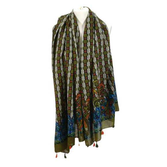 SZAL  BAWEŁNIANO - JEDWABNY