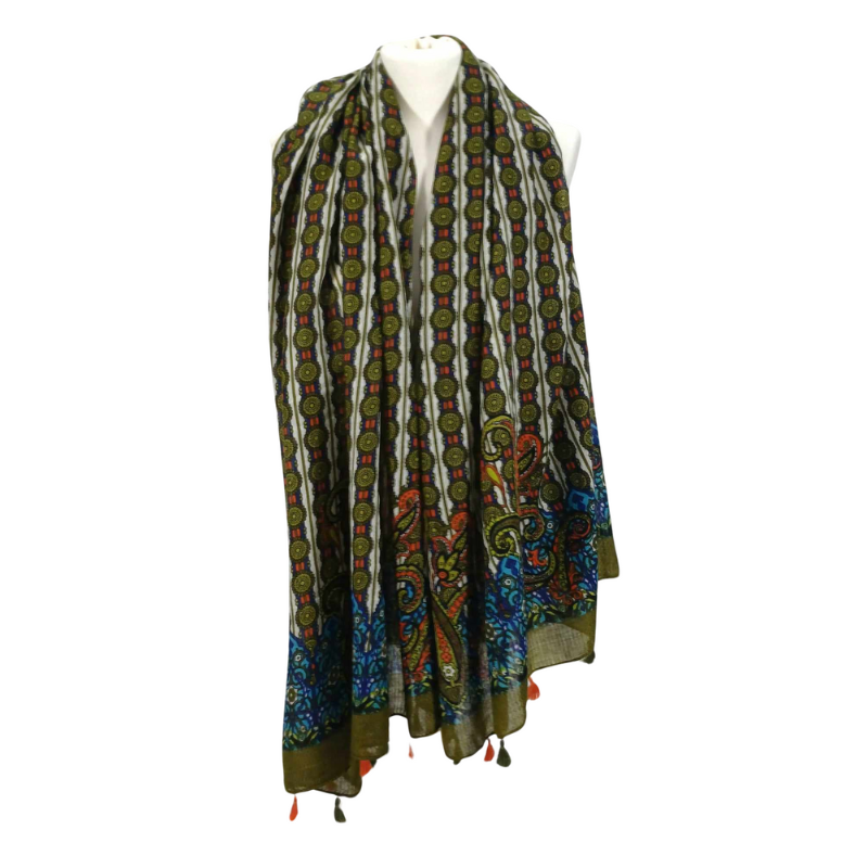 SZAL  BAWEŁNIANO - JEDWABNY