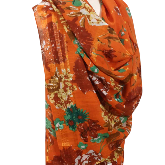 SZAL  BAWEŁNIANO - JEDWABNY