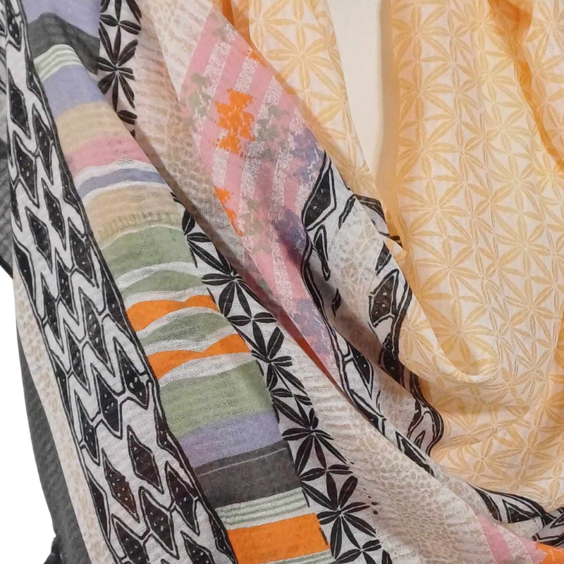 SZAL  BAWEŁNIANO - JEDWABNY