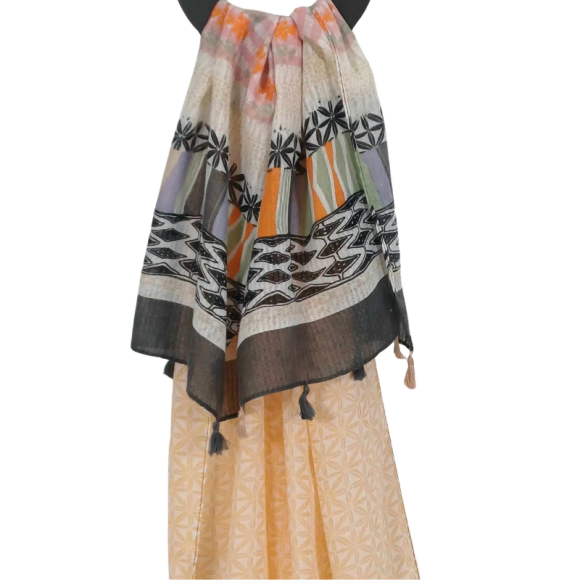 SZAL  BAWEŁNIANO - JEDWABNY