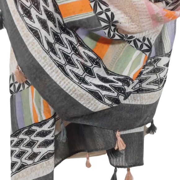 SZAL  BAWEŁNIANO - JEDWABNY