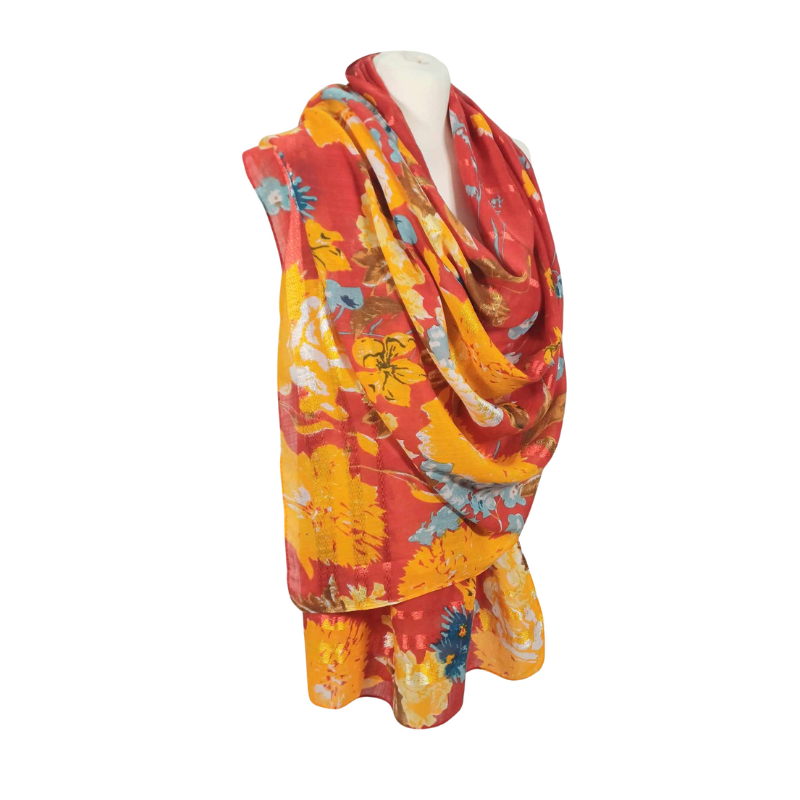 SZAL  BAWEŁNIANO - JEDWABNY