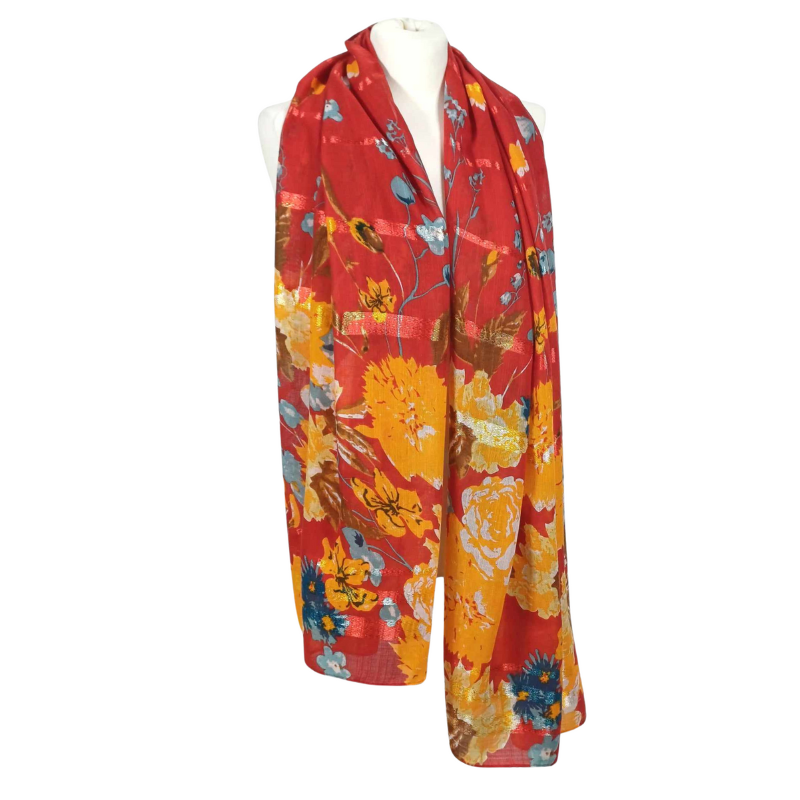 SZAL  BAWEŁNIANO - JEDWABNY