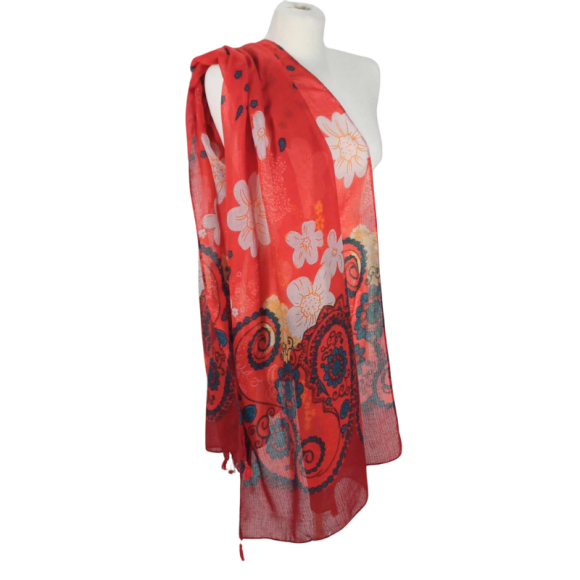 SZAL  BAWEŁNIANO - JEDWABNY