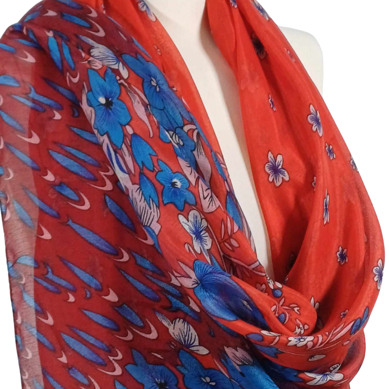 SZAL  BAWEŁNIANO - JEDWABNY