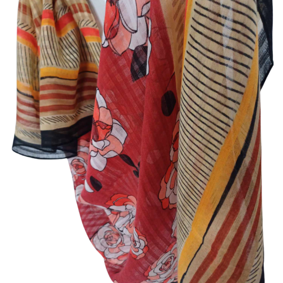 SZAL  BAWEŁNIANO - JEDWABNY