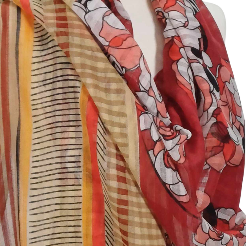 SZAL  BAWEŁNIANO - JEDWABNY