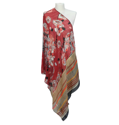 SZAL  BAWEŁNIANO - JEDWABNY