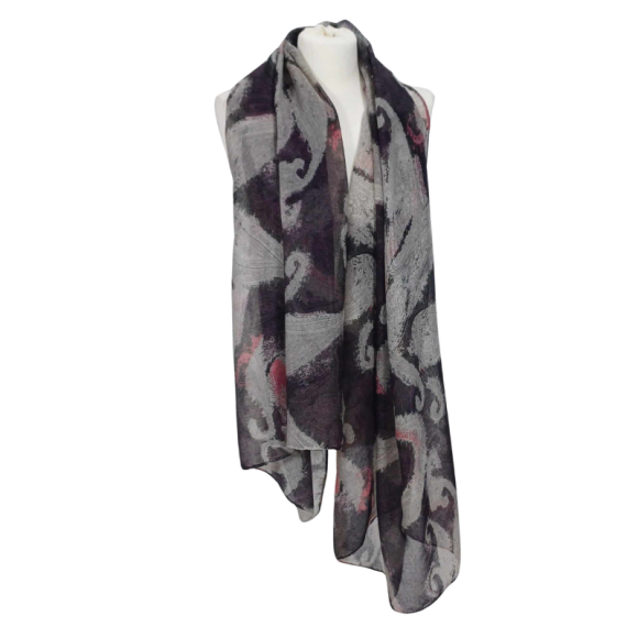 SZAL  BAWEŁNIANO - JEDWABNY