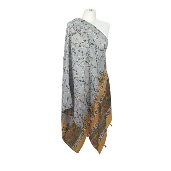 SZAL  BAWEŁNIANO - JEDWABNY