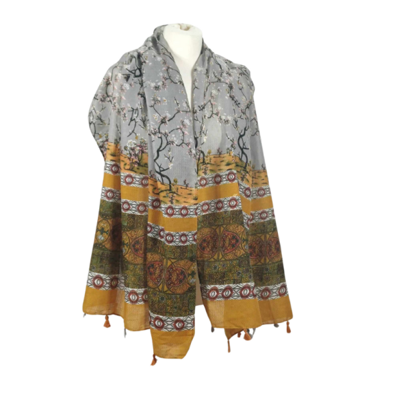 SZAL  BAWEŁNIANO - JEDWABNY