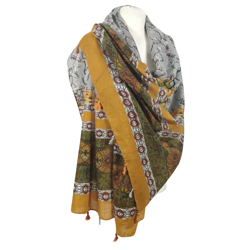 SZAL  BAWEŁNIANO - JEDWABNY