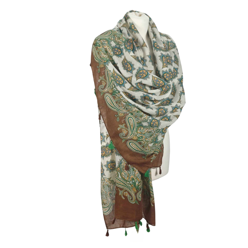 SZAL  BAWEŁNIANO - JEDWABNY