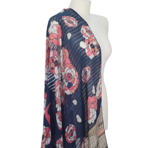 SZAL  BAWEŁNIANO - JEDWABNY