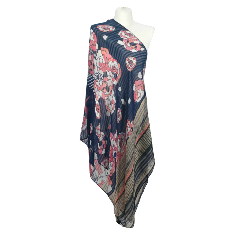 SZAL  BAWEŁNIANO - JEDWABNY