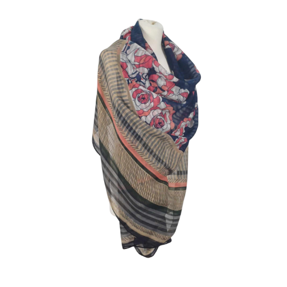 SZAL  BAWEŁNIANO - JEDWABNY