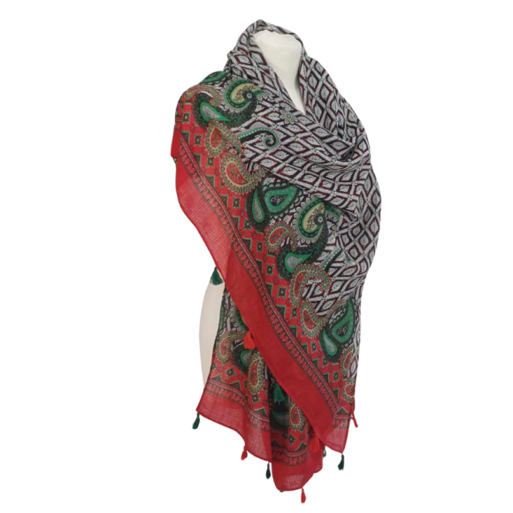 SZAL  BAWEŁNIANO - JEDWABNY