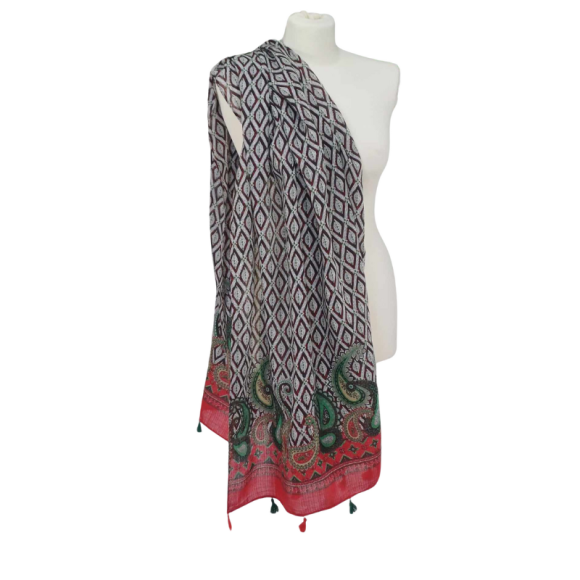 SZAL  BAWEŁNIANO - JEDWABNY