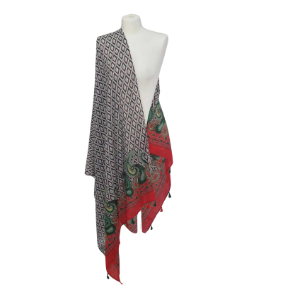 SZAL  BAWEŁNIANO - JEDWABNY