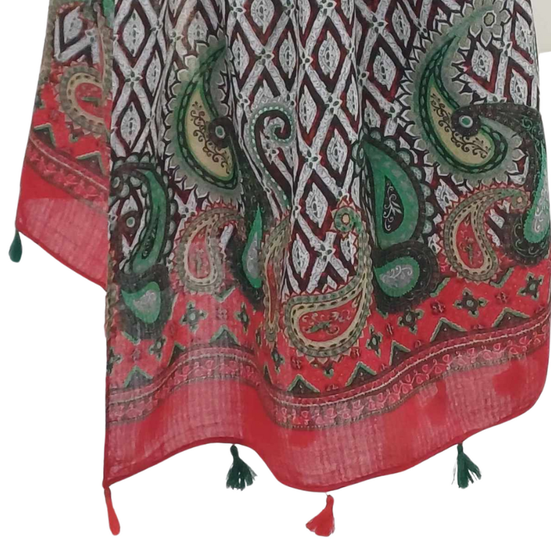 SZAL  BAWEŁNIANO - JEDWABNY