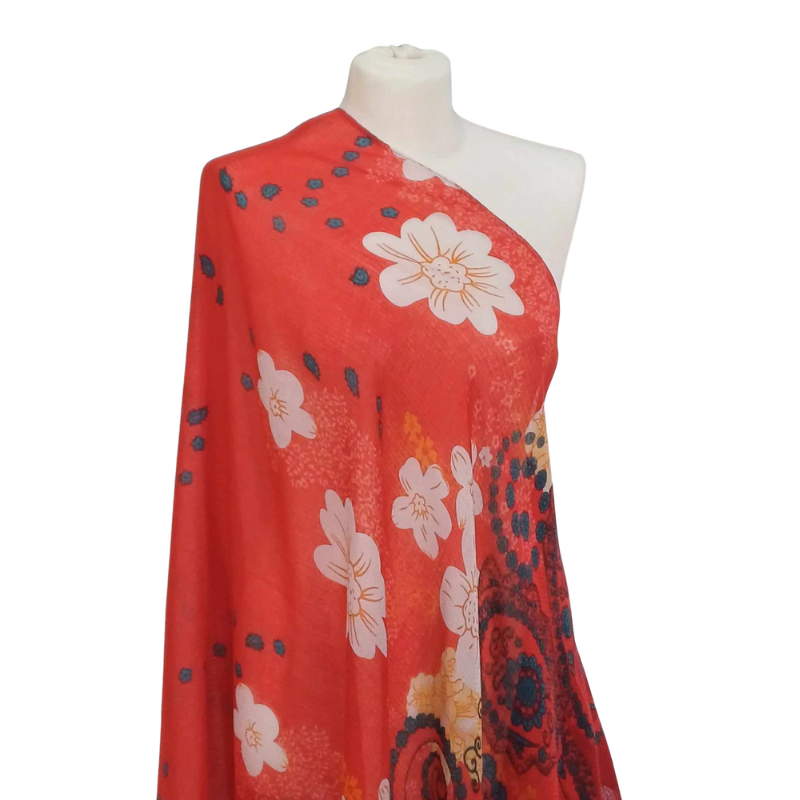 SZAL  BAWEŁNIANO - JEDWABNY