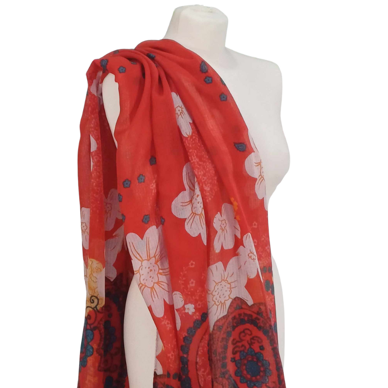 SZAL  BAWEŁNIANO - JEDWABNY