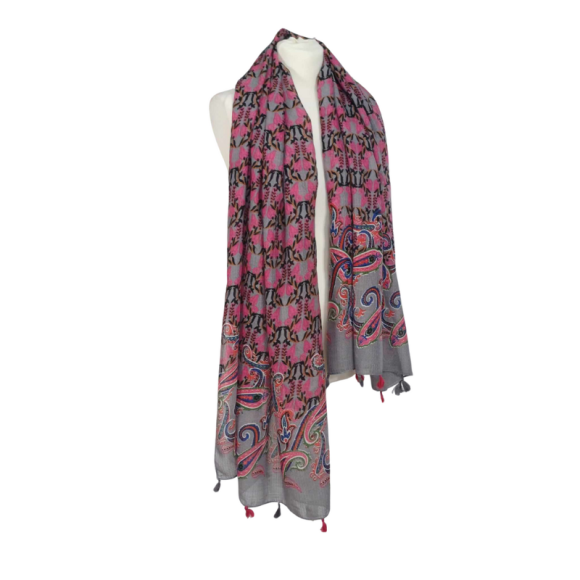 SZAL  BAWEŁNIANO - JEDWABNY