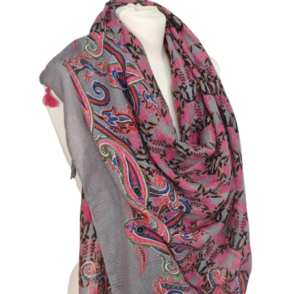 SZAL  BAWEŁNIANO - JEDWABNY