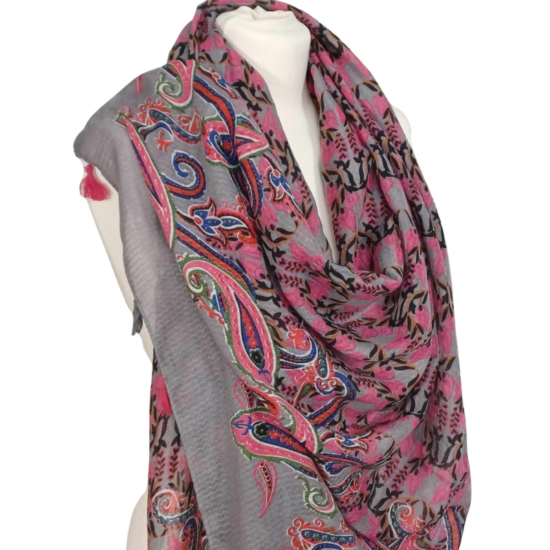 SZAL  BAWEŁNIANO - JEDWABNY