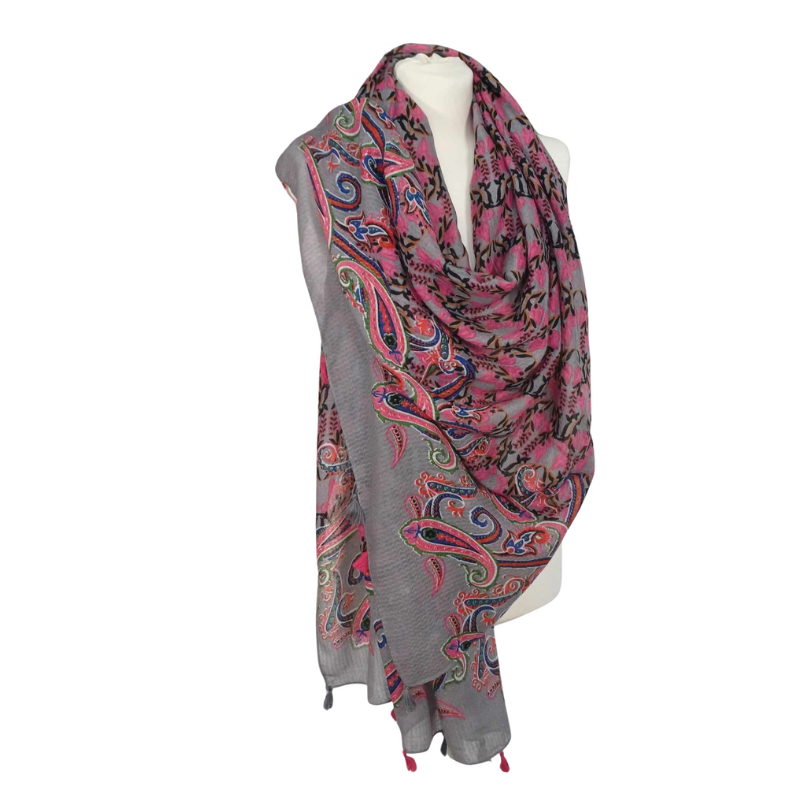 SZAL  BAWEŁNIANO - JEDWABNY