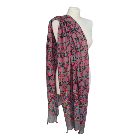 SZAL  BAWEŁNIANO - JEDWABNY