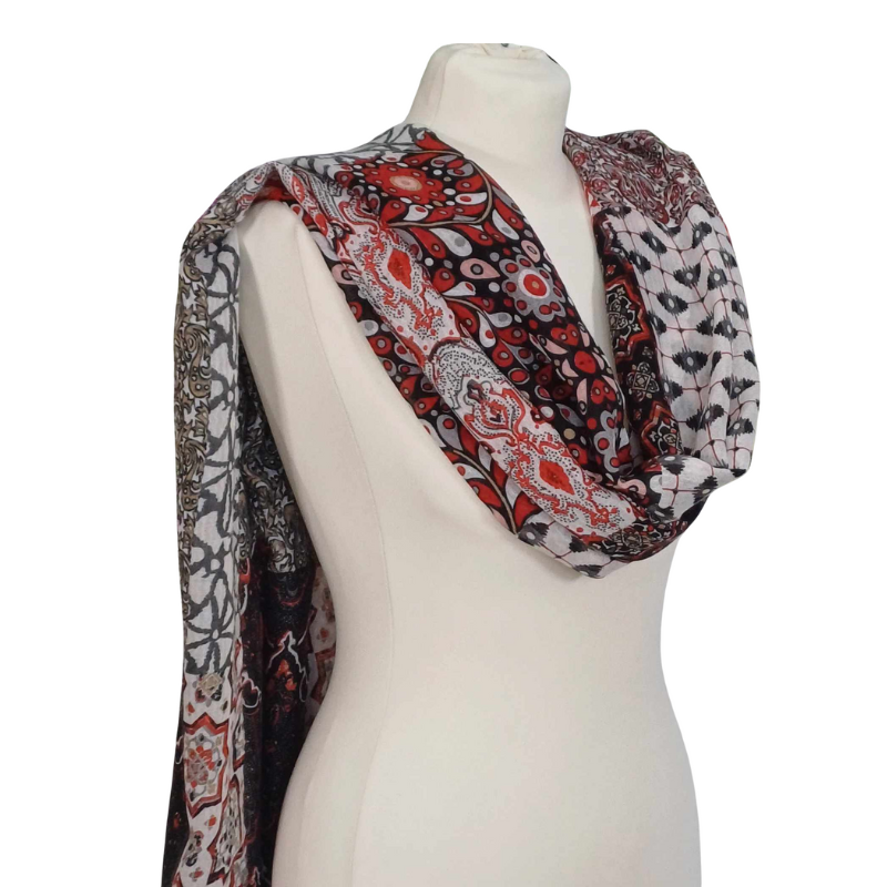 SZAL  BAWEŁNIANO - JEDWABNY