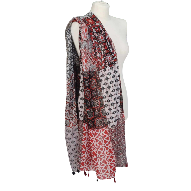 SZAL  BAWEŁNIANO - JEDWABNY