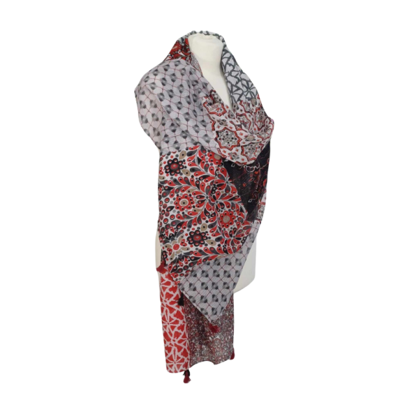 SZAL  BAWEŁNIANO - JEDWABNY