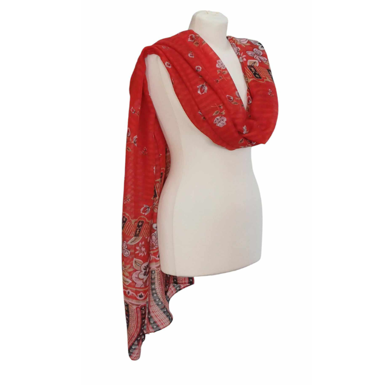 SZAL  BAWEŁNIANO - JEDWABNY