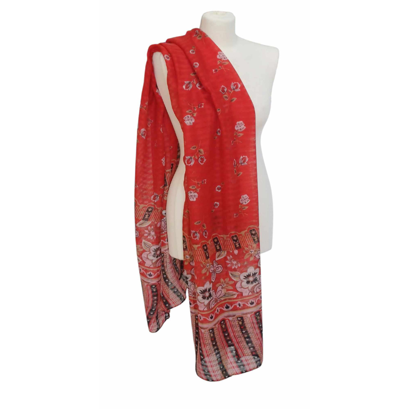 SZAL  BAWEŁNIANO - JEDWABNY