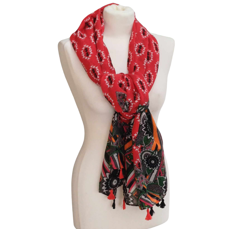 SZAL  BAWEŁNIANO - JEDWABNY