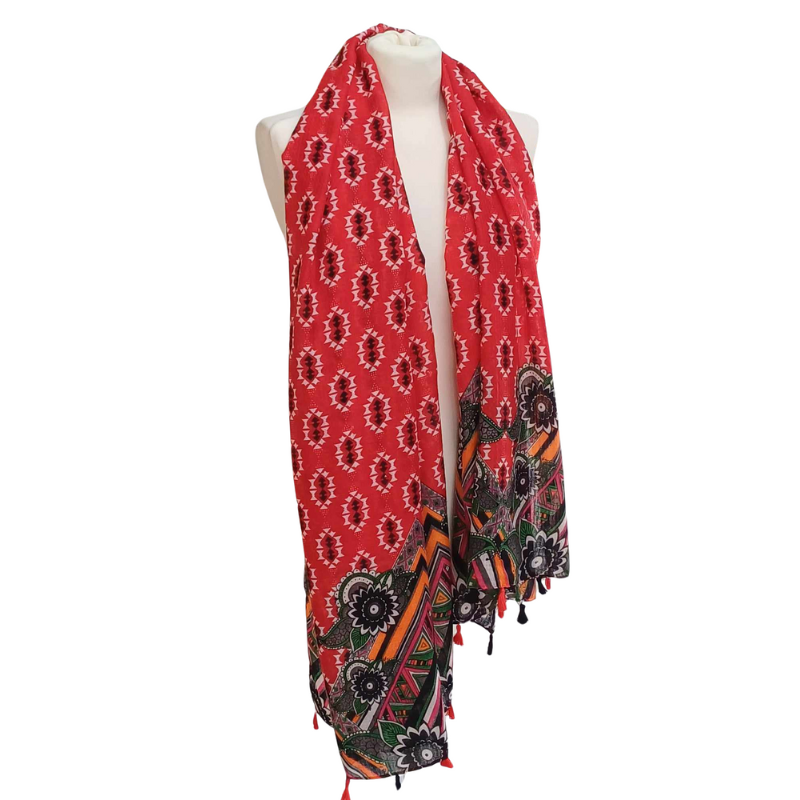 SZAL  BAWEŁNIANO - JEDWABNY