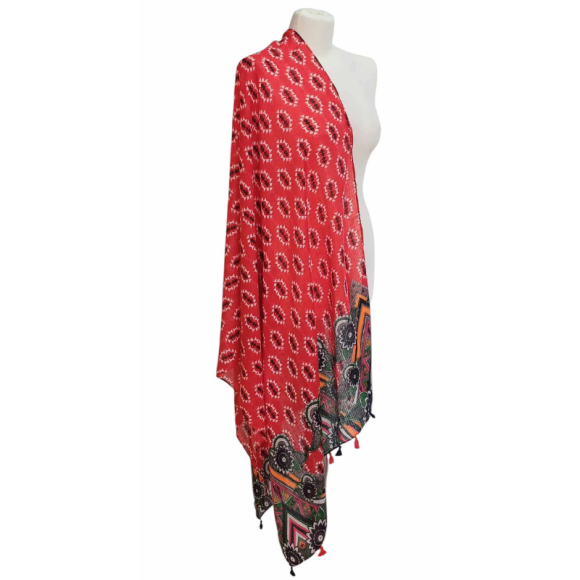 SZAL  BAWEŁNIANO - JEDWABNY