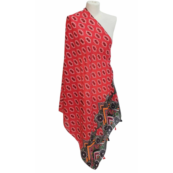 SZAL  BAWEŁNIANO - JEDWABNY