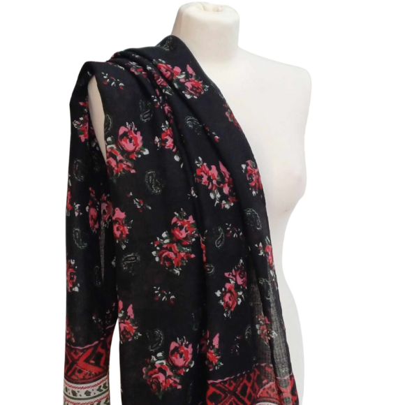 SZAL  BAWEŁNIANO - JEDWABNY