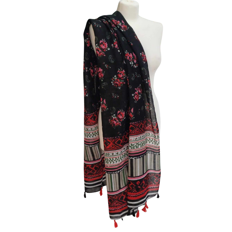 SZAL  BAWEŁNIANO - JEDWABNY