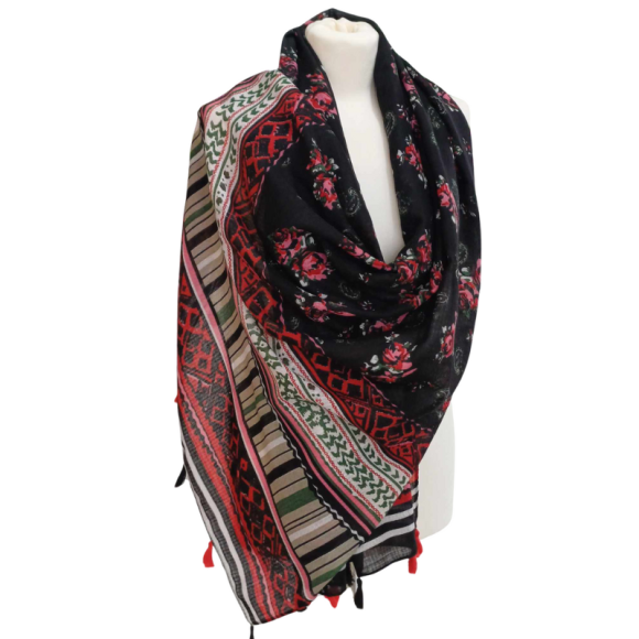 SZAL  BAWEŁNIANO - JEDWABNY