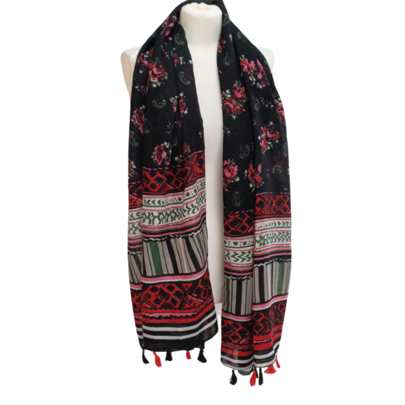 SZAL  BAWEŁNIANO - JEDWABNY