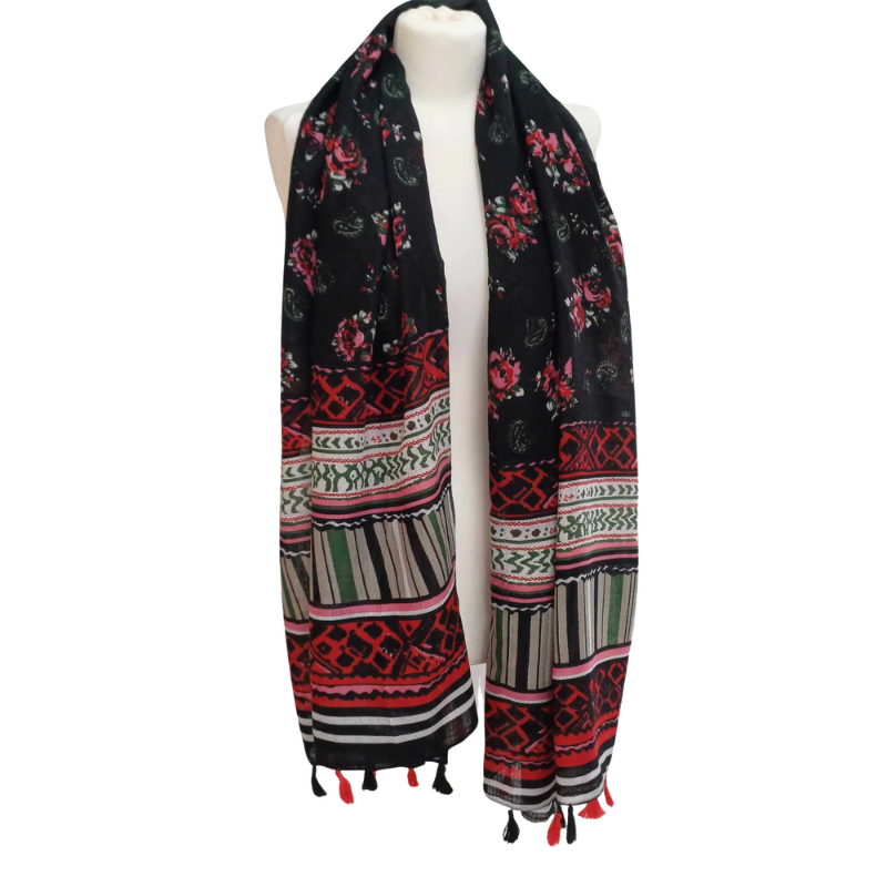 SZAL  BAWEŁNIANO - JEDWABNY