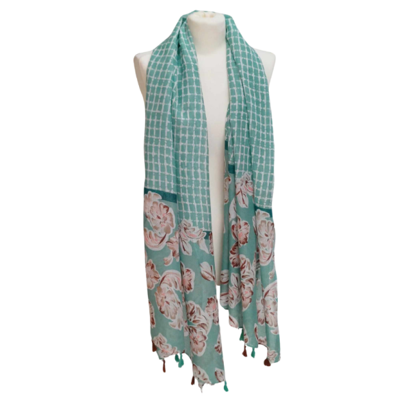 SZAL  BAWEŁNIANO - JEDWABNY