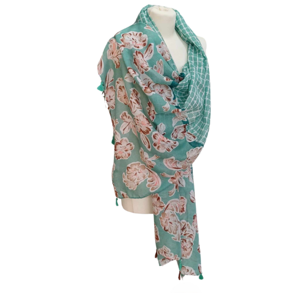 SZAL  BAWEŁNIANO - JEDWABNY