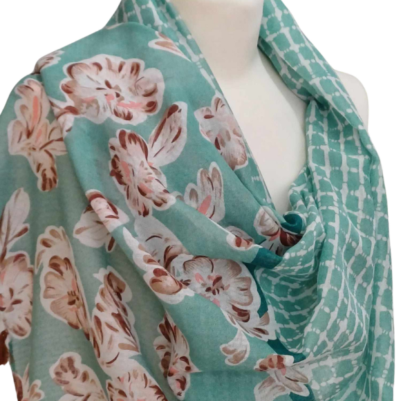 SZAL  BAWEŁNIANO - JEDWABNY